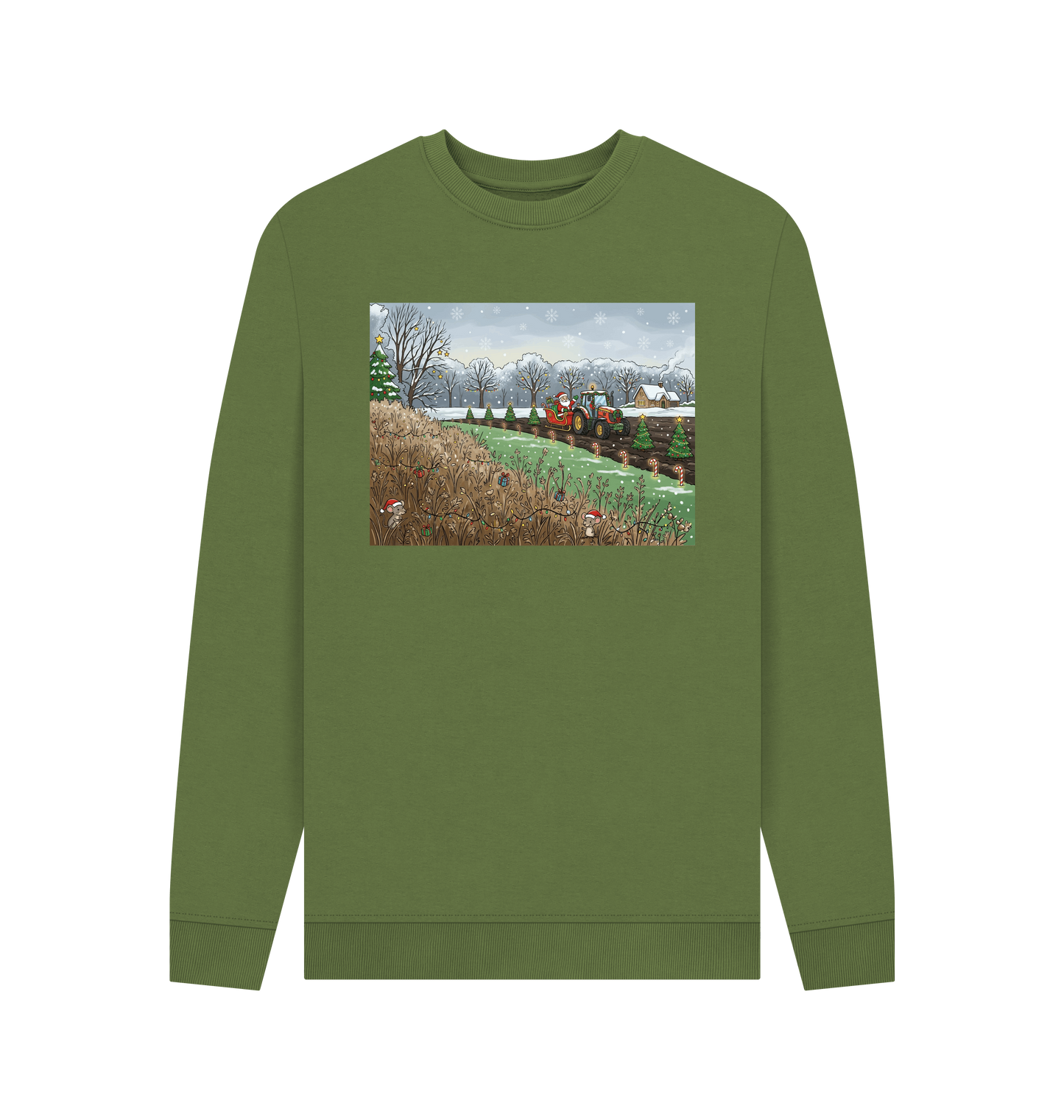 Khaki Printed Sweater Front