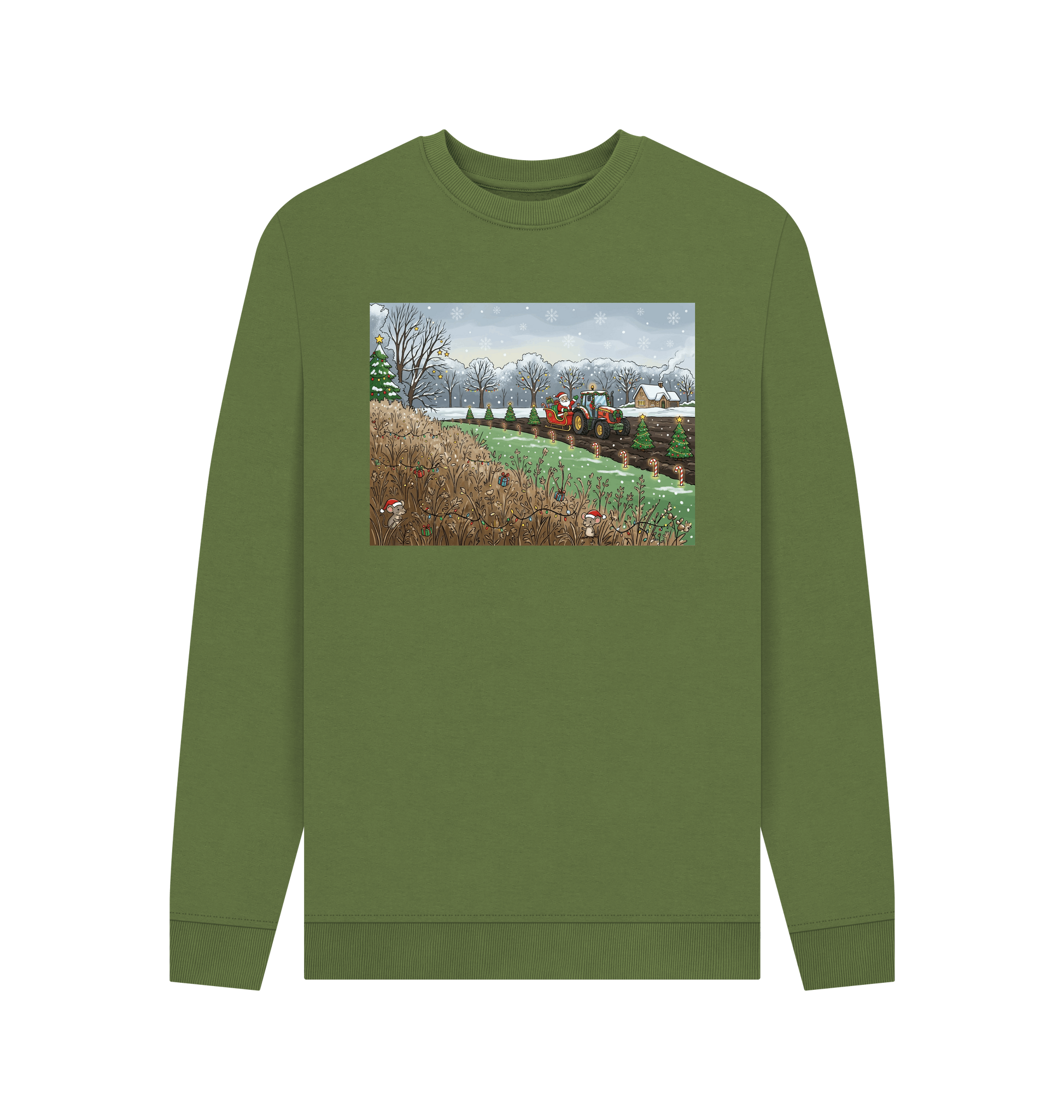 Khaki Printed Sweater Front