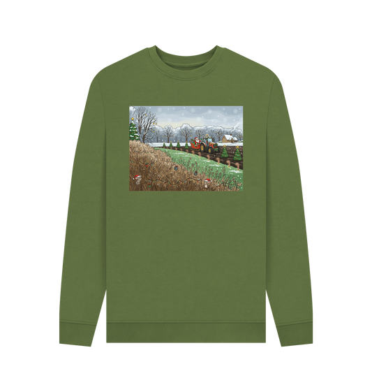 Khaki Printed Sweater Front