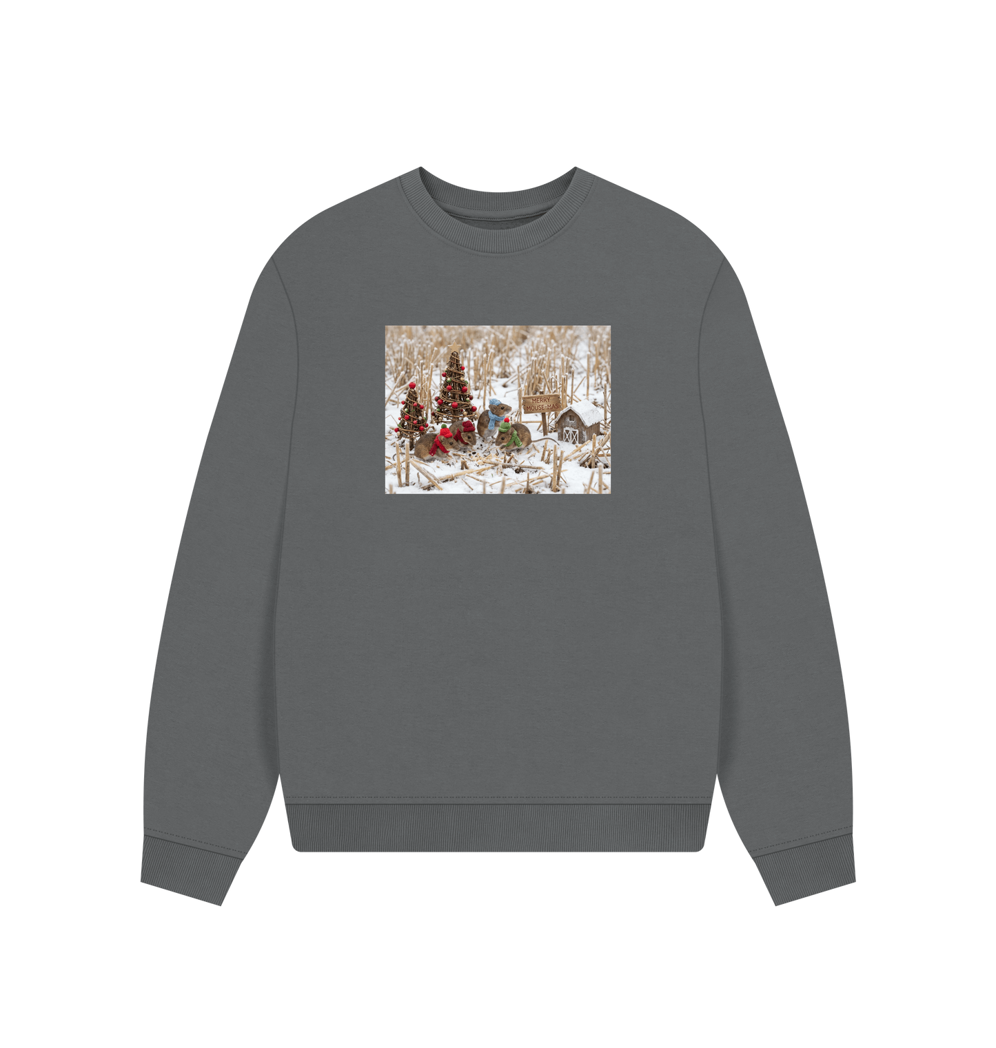 Slate Grey Printed Sweater Front