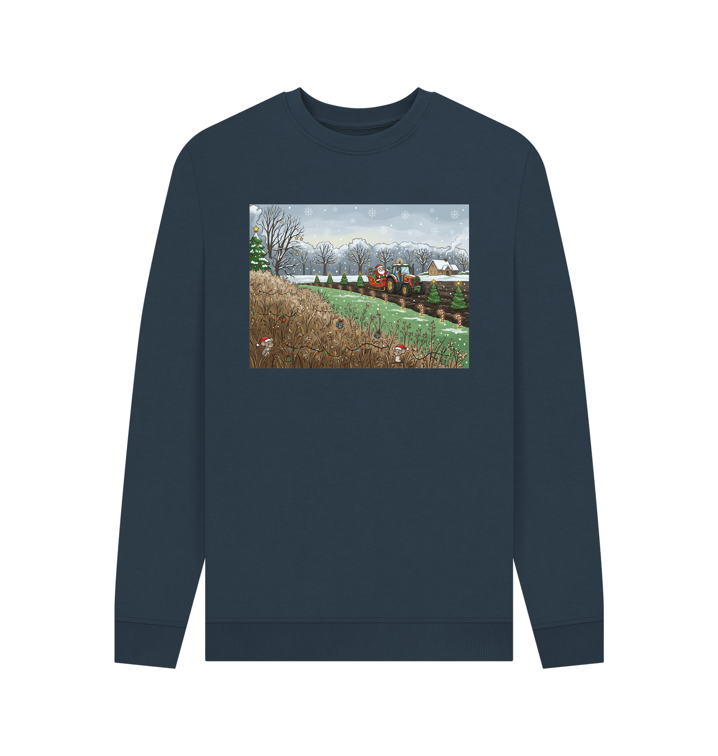 Navy Blue Printed Sweater Front